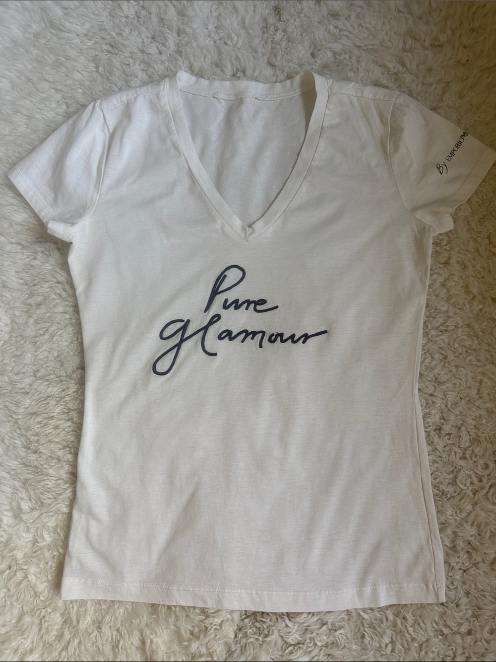 Emporio Armani Pure Glamour Women's White V-Neck Tee